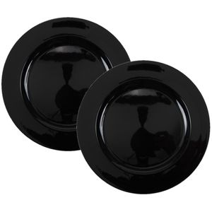 Set van 2x stuks kerstdiner onderborden rond zwart glimmend 33 cm