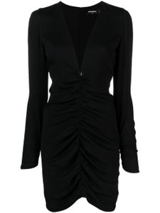 DSQUARED2 robe courte froncée à col v - Noir