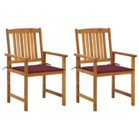 Tuinstoelen 2 st met kussens massief acaciahout