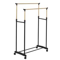 Mobiel kledingrek - verstelbaar - op wielen - zwart - 160cm -dubbelrek