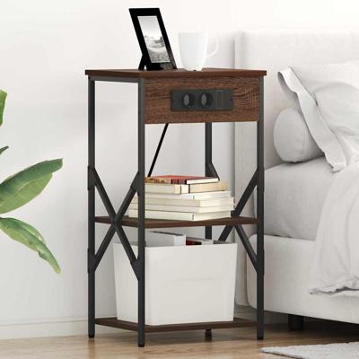 Nachtkastje 2 pcs bruin eikenkleur 41 x 31 x 76 cm Bewerkt hout