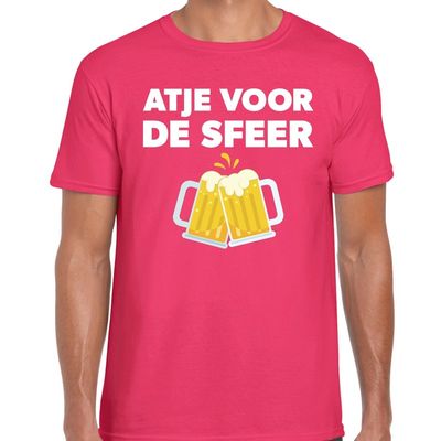 Atje voor de sfeer feest t-shirt roze voor heren