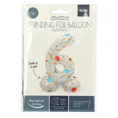 Folat BV Staande folieballon joyful party cijfer 6 -72cm