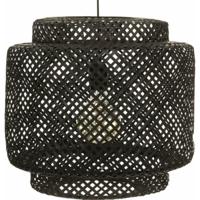 Hanglamp bamboe Boho - 40 x 38 cm - zwart - gevlochten lampenkap - Scandinavisch design   -