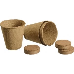 Afbreekbare kweekpotjes Ø8 cm incl. turftabletten - set van 3 stuks