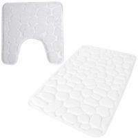 Urban Living badkamer droogloop matjes - set 2x stuks - memory foam - parel wit - thumbnail