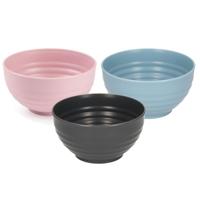 Plasticforte onbreekbaar servies kommetjes - 12x stuks - antraciet/roze/blauw - kunststof - 13 x 7 c