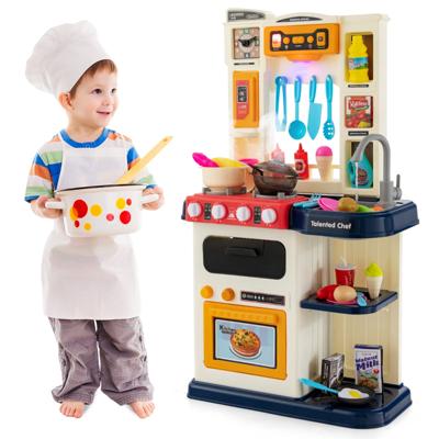 Kinderkeuken met Verlichting Muziek en Geluid Speelkeuken Incl. 38 Accessoires Speelgoedkeuken voor Peuters Vanaf 3 Jaar (Blauw)