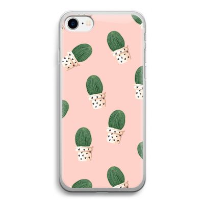 Cactusprint roze: iPhone SE 2020 Transparant Hoesje