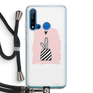 Zwart-wit cactus: Huawei P20 Lite (2019) Transparant Hoesje met koord