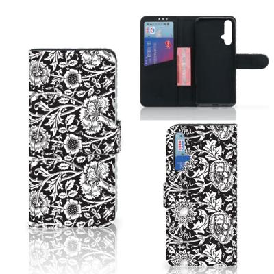 Honor 20 Hoesje Black Flowers Honor 20 Hoesje Black Flowers