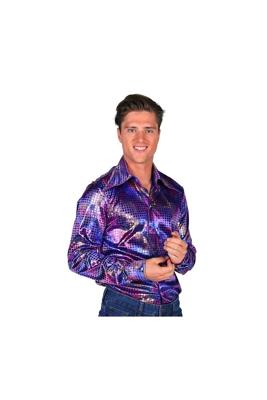 Heren disco blouse paars
