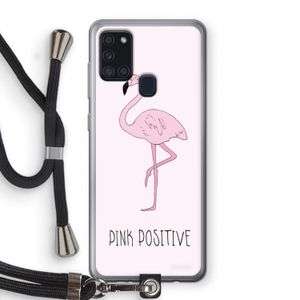 Pink positive: Samsung Galaxy A21s Transparant Hoesje met koord