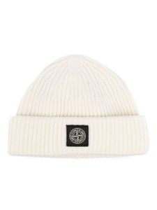 Stone Island bonnet nervuré à motif Compass - Blanc