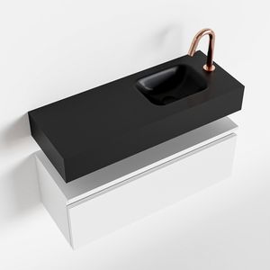 Toiletmeubel Mondiaz Andor | 80 cm | Meubelkleur Talc | Lex vrijhangend wastafel Urban Rechts | 1 kraangat