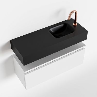 Toiletmeubel Mondiaz Andor | 80 cm | Meubelkleur Talc | Lex vrijhangend wastafel Urban Rechts | 1 kraangat
