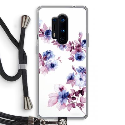 Waterverf bloemen: OnePlus 8 Pro Transparant Hoesje met koord