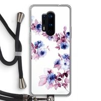 Waterverf bloemen: OnePlus 8 Pro Transparant Hoesje met koord
