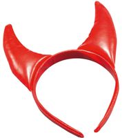 Halloween diadeem - duivel hoorntjes - rood - vinyl - tiara/haarband - thumbnail