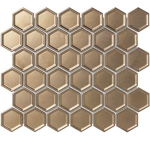 The Mosaic Factory Barcelona Mozaiek Tegel Hexagon- Brons Porselein Geglazuurd 281x325 mm