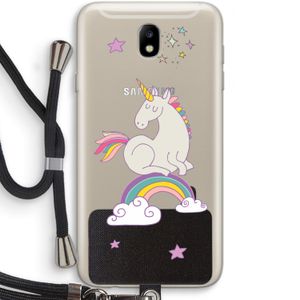 Regenboog eenhoorn: Samsung Galaxy J7 (2017) Transparant Hoesje met koord