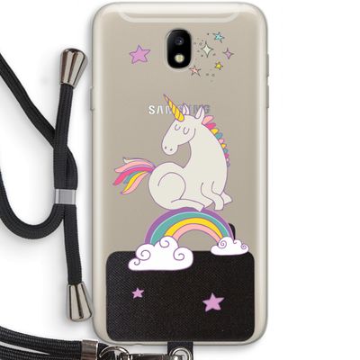 Regenboog eenhoorn: Samsung Galaxy J7 (2017) Transparant Hoesje met koord
