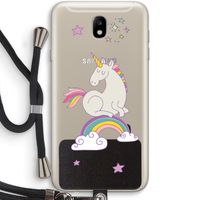 Regenboog eenhoorn: Samsung Galaxy J7 (2017) Transparant Hoesje met koord