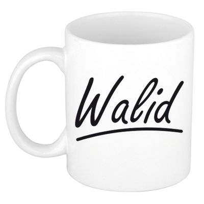 Naam cadeau mok / beker Walid met sierlijke letters 300 ml