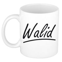 Naam cadeau mok / beker Walid met sierlijke letters 300 ml - thumbnail