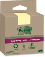 Post-it Super Sticky Notes Recycled, 70 vel, ft 76 x 76 mm, geel, pak van 3 blokken