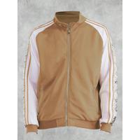 Men's Snake Tape Side Stripe Zip Up Track Jacket - Black Beige / S