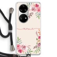 Rozen: Huawei P50 Pro Transparant Hoesje met koord