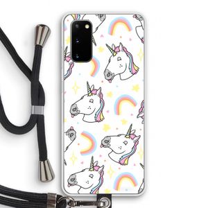 Rainbow Unicorn: Samsung Galaxy S20 Transparant Hoesje met koord