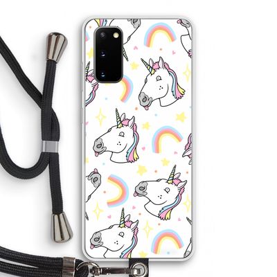 Rainbow Unicorn: Samsung Galaxy S20 Transparant Hoesje met koord