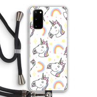 Rainbow Unicorn: Samsung Galaxy S20 Transparant Hoesje met koord