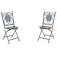 Set van 2 Tuinstoelen met Mozaïekpatroon Metalen Tuinstoelen Klapstoel