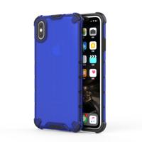 Schokbestendige honingraat PC + TPU beschermhoes voor iPhone XS Max (blauw)