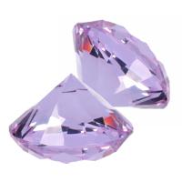 Namaak/nep edelstenen - 2x - diamant - paars - 5 cm - van glas