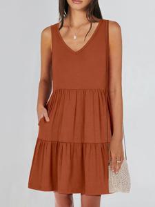 Loose Casual Plain Dress With No