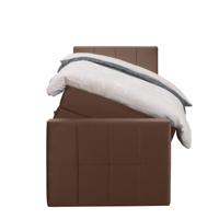Leen Bakker - Boxspring Met Opbergruimte En Voetbord Liv Geblokt - 90x200cm - Stof/Velvet - Bruin