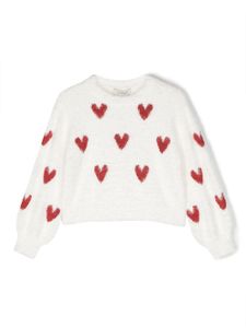 TWINSET Kids pull à broderies cœur - Blanc