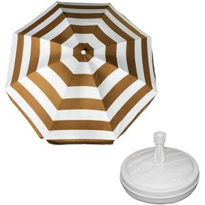 Parasol - goud - D120 cm - incl. draagtas - parasolvoet - 42 cm