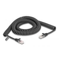 DeLOCK rj-45 spiraalkabel male to male cat.5e (zwart, 3 meter)