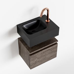 Toiletmeubel Mondiaz Andor | 40 cm | Meubelkleur Dark brown | Lex vrijhangend wastafel Urban Links | 1 kraangat