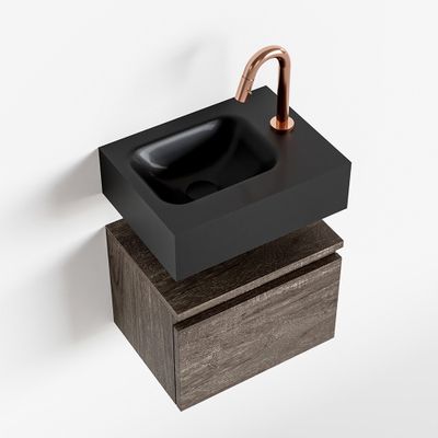 Toiletmeubel Mondiaz Andor | 40 cm | Meubelkleur Dark brown | Lex vrijhangend wastafel Urban Links | 1 kraangat