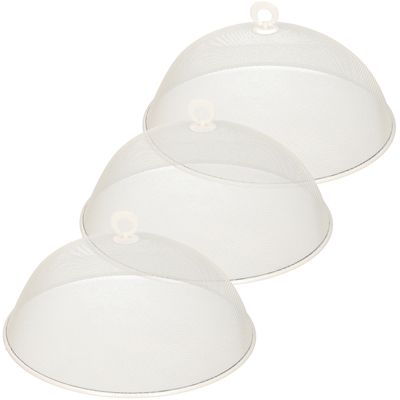 3x stuks metalen vliegenkap/voedselkap wit rond 35 cm