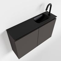 Toiletmeubel Mondiaz Ture | 80 cm | Meubelkleur Dark grey | Eden wastafel Urban Rechts | 1 kraangat