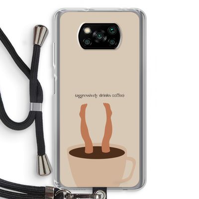 Aggressively drinks coffee: Xiaomi Poco X3 Pro Transparant Hoesje met koord