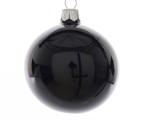 kerstbal glas d6 cm zwart 6st kerst - Decoris