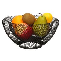 Metalen fruitmand/fruitschaal zwart rond 31 x 15 cm - thumbnail